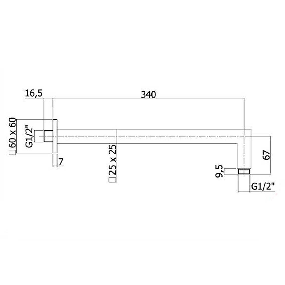 Braccio doccia quadrato da 35 cm Paffoni Level ottone cromato lucido by CeramicStore | Lo specialista del tuo bagno