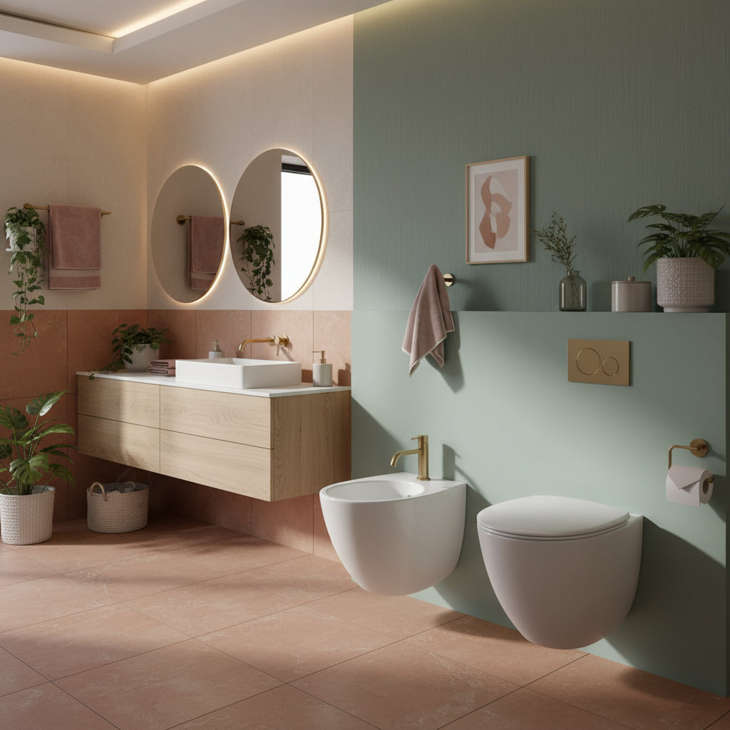 Sanitari sospesi moderni Domus Falerii modello Mascalzone con sedile Soft Close