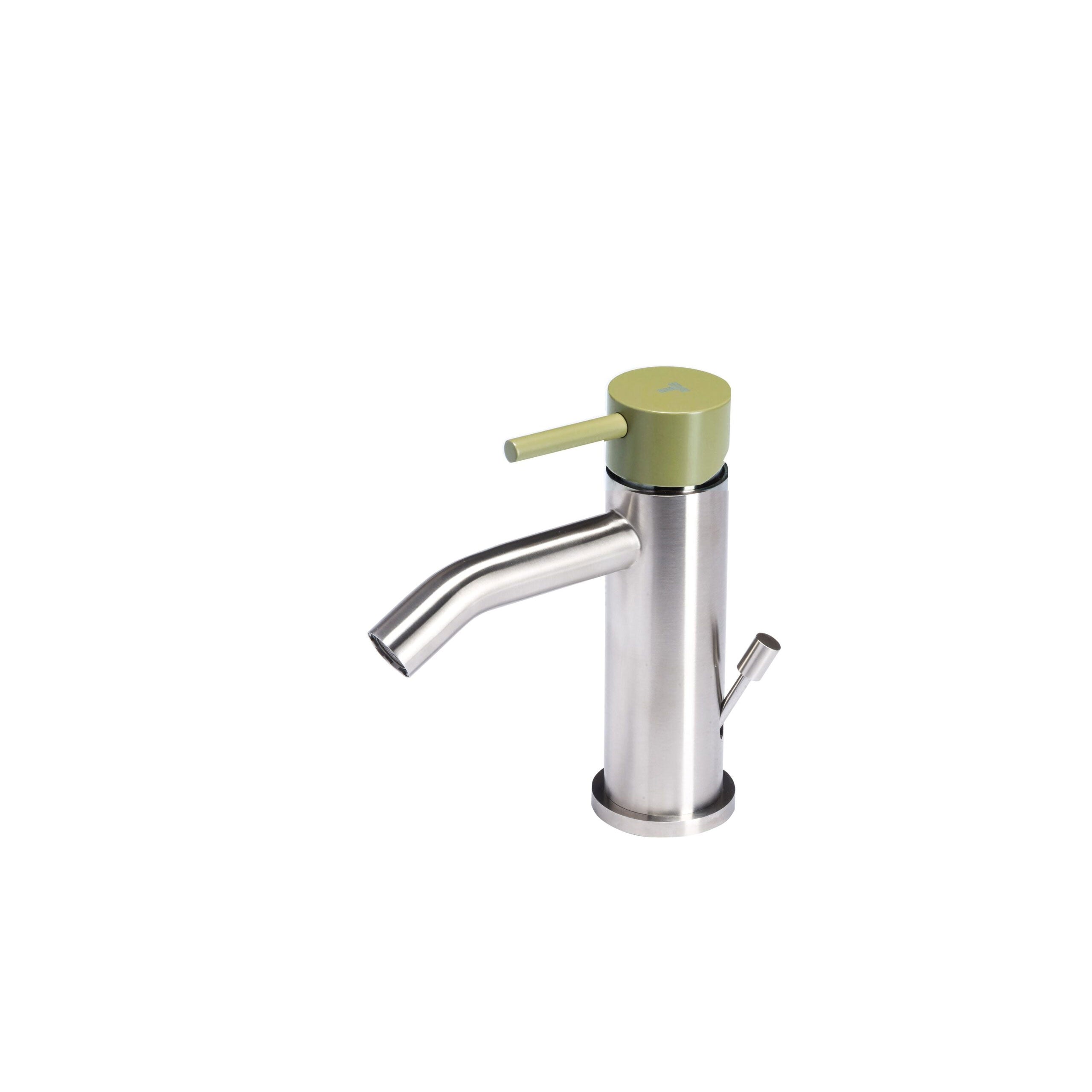 Rubinetto miscelatore Bidet con scarico in acciaio inox Finitura Spazzolata con Maniglia colore Ulivo Tubico Colorado by CeramicStore | Lo specialista del tuo bagno