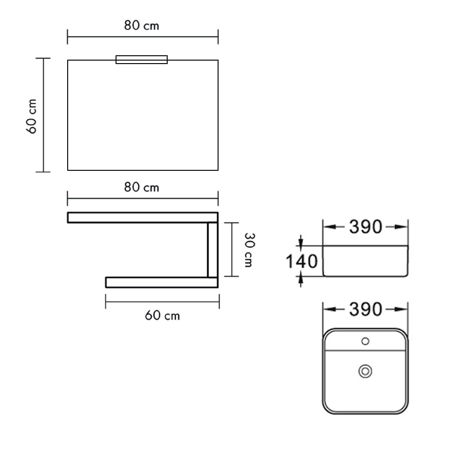 Mobile bagno a giorno con lavabo d'appoggio cm 80 Beton - Cubi&Co modello Destiny con specchio e lampada by CeramicStore | Lo specialista del tuo bagno