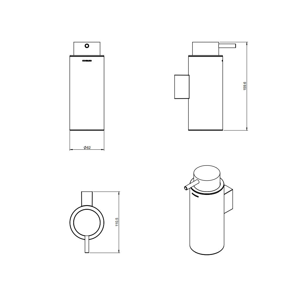 Dispenser sapone a muro in acciaio della collezione 'Logic' by Cosmic - Lucido by CeramicStore | Lo specialista del tuo bagno