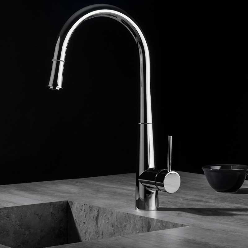 Miscelatore monocomando per lavello cucina con Doccetta Estraibile in ottone Cromo collezione Pico di Mamoli Rubinetterie by CeramicStore | Lo specialista del tuo bagno