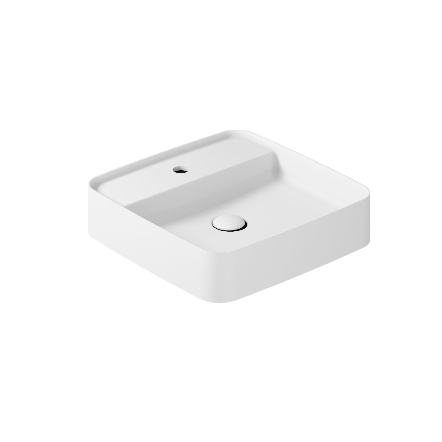 Lavabo da appoggio con piano rubinetteria serie Smart-B di Ceramica Galassia - Bianco matt 45cm