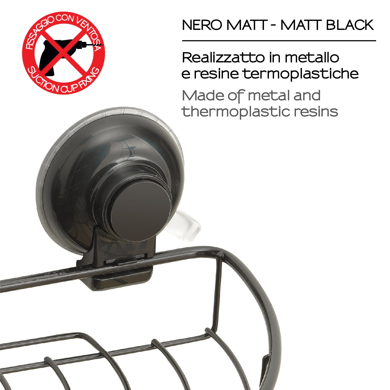 Portaoggetti rettangolare doccia in filo di Gedy serie Hot - Nero Matt by CeramicStore | Lo specialista del tuo bagno