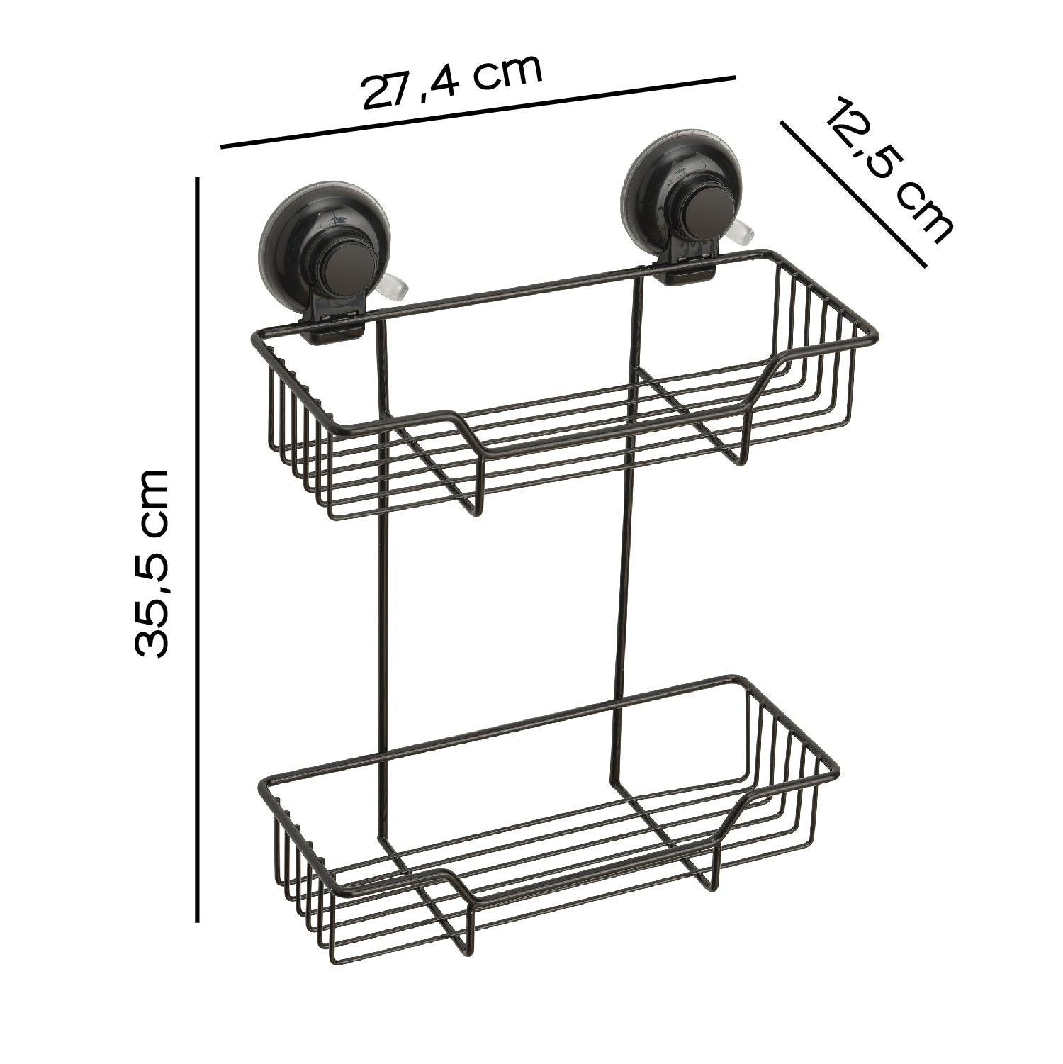 Portaoggetti doccia doppio in filo di Gedy serie Hot - Nero Matt by CeramicStore | Lo specialista del tuo bagno