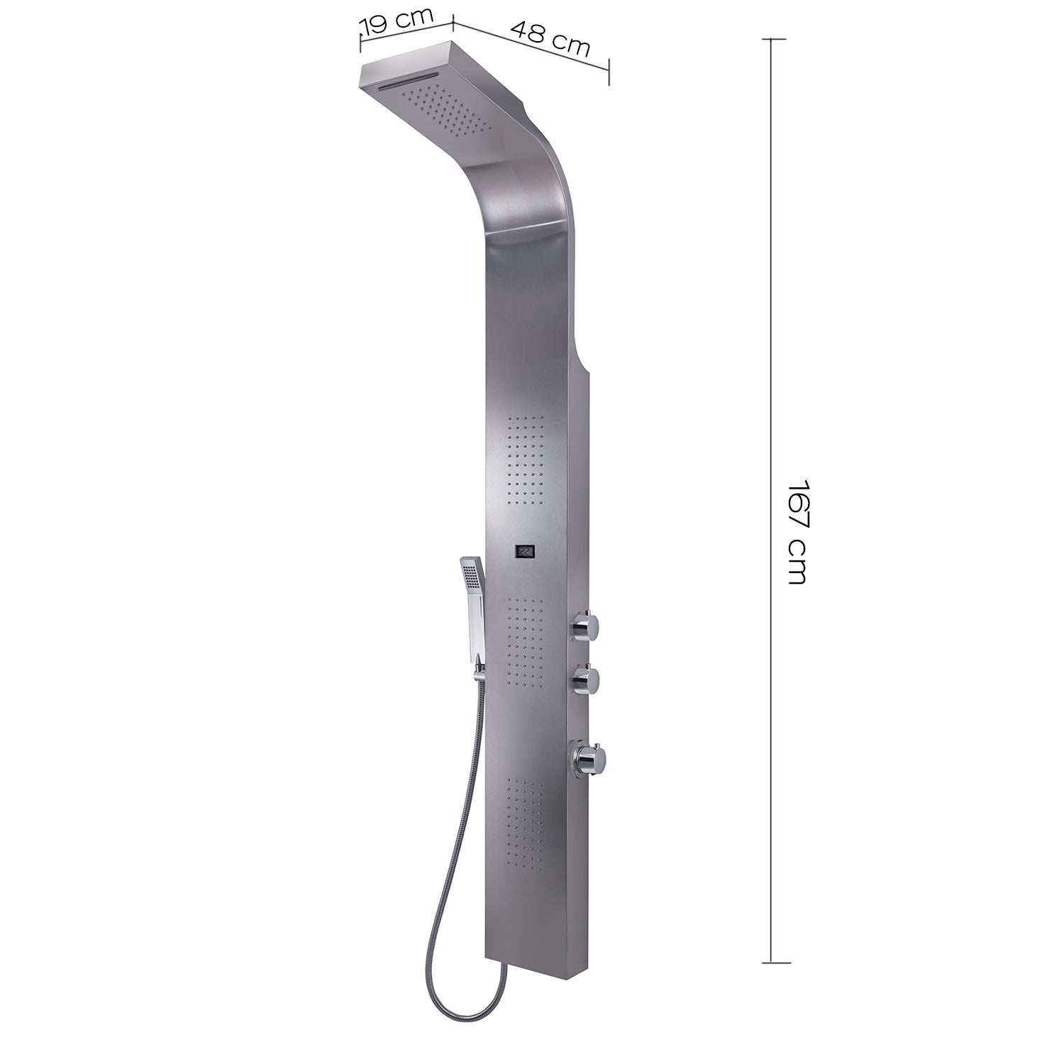 Pannello doccia multifunzione con miscelatore termostatico da cm 167 modello SPA 02 finitura inox - Spazzolato by CeramicStore | Lo specialista del tuo bagno