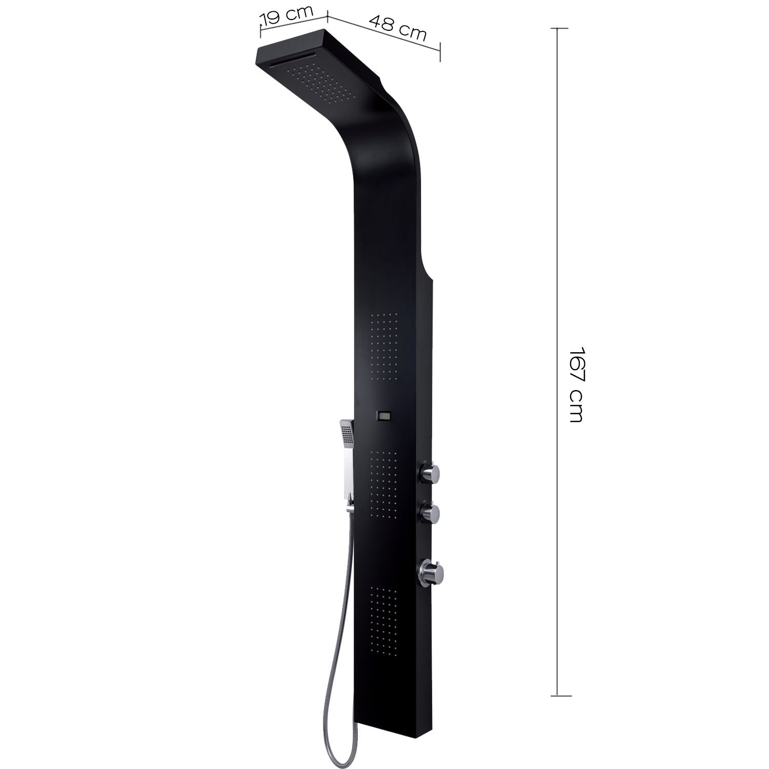 Pannello doccia multifunzione con miscelatore termostatico da cm 167 modello SPA 01 - Nero by CeramicStore | Lo specialista del tuo bagno