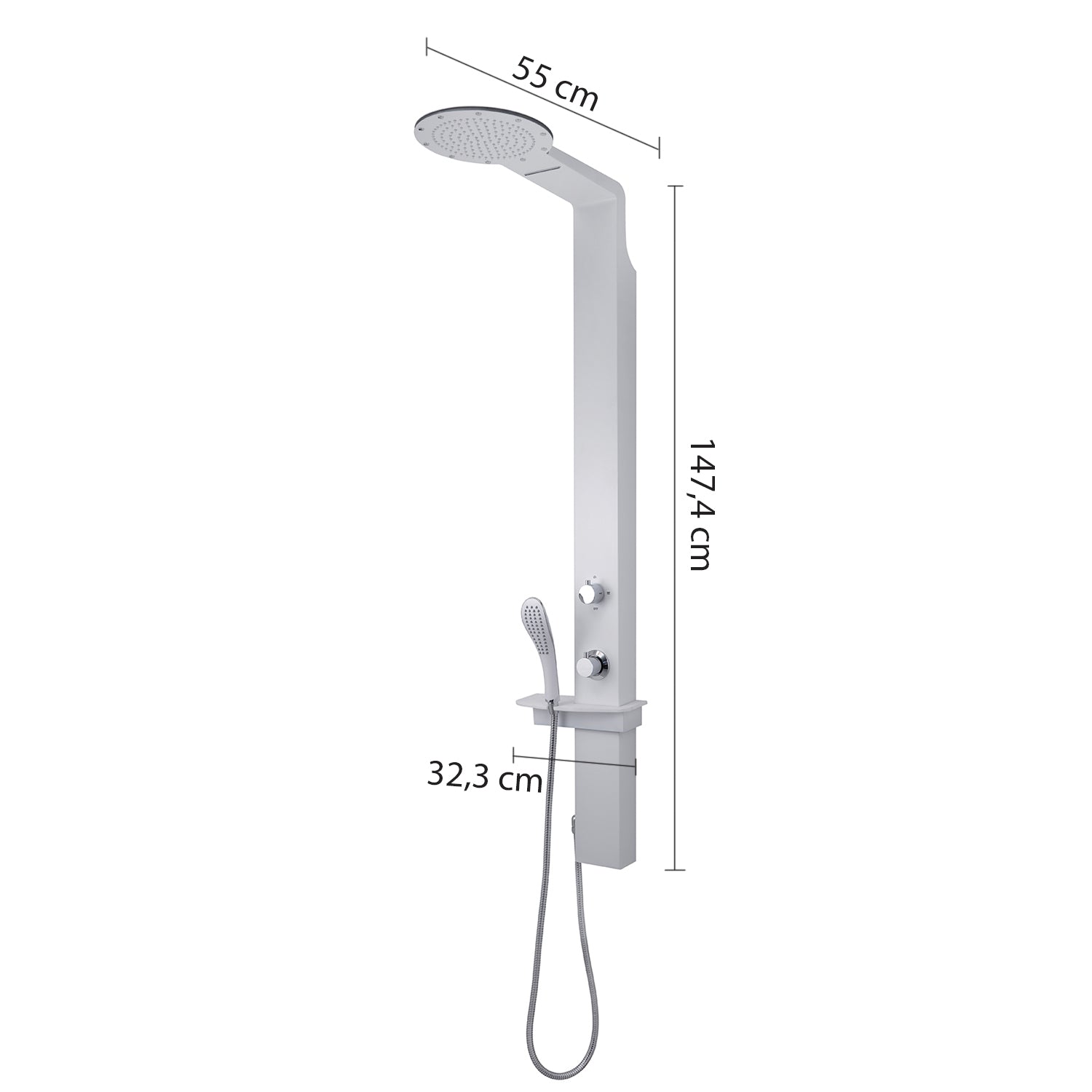 Pannello doccia multifunzione con miscelatore termostatico da cm 145 modello WELLNESS 01 - Bianco by CeramicStore | Lo specialista del tuo bagno
