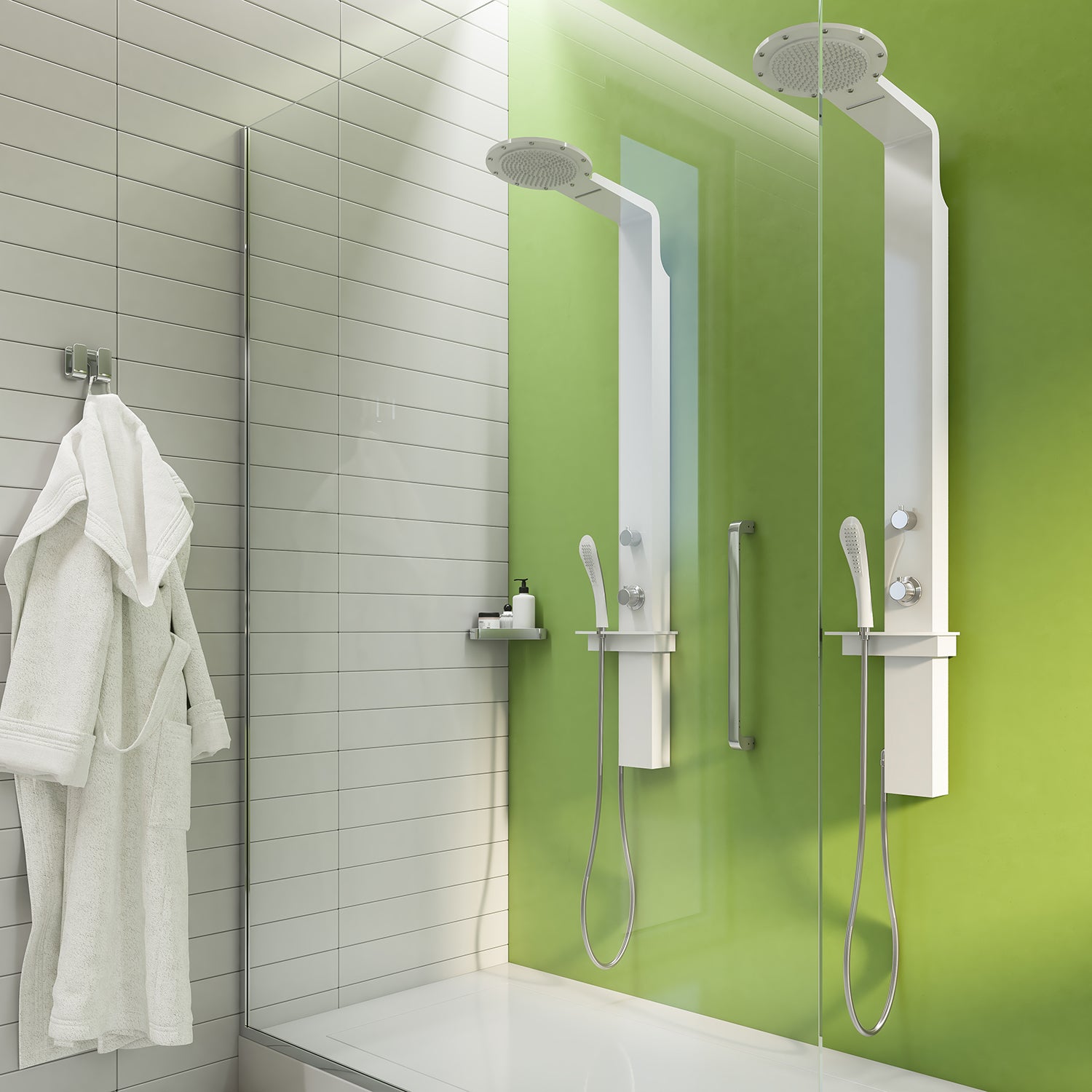 Pannello doccia multifunzione con miscelatore termostatico da cm 145 modello WELLNESS 01 - Bianco by CeramicStore | Lo specialista del tuo bagno