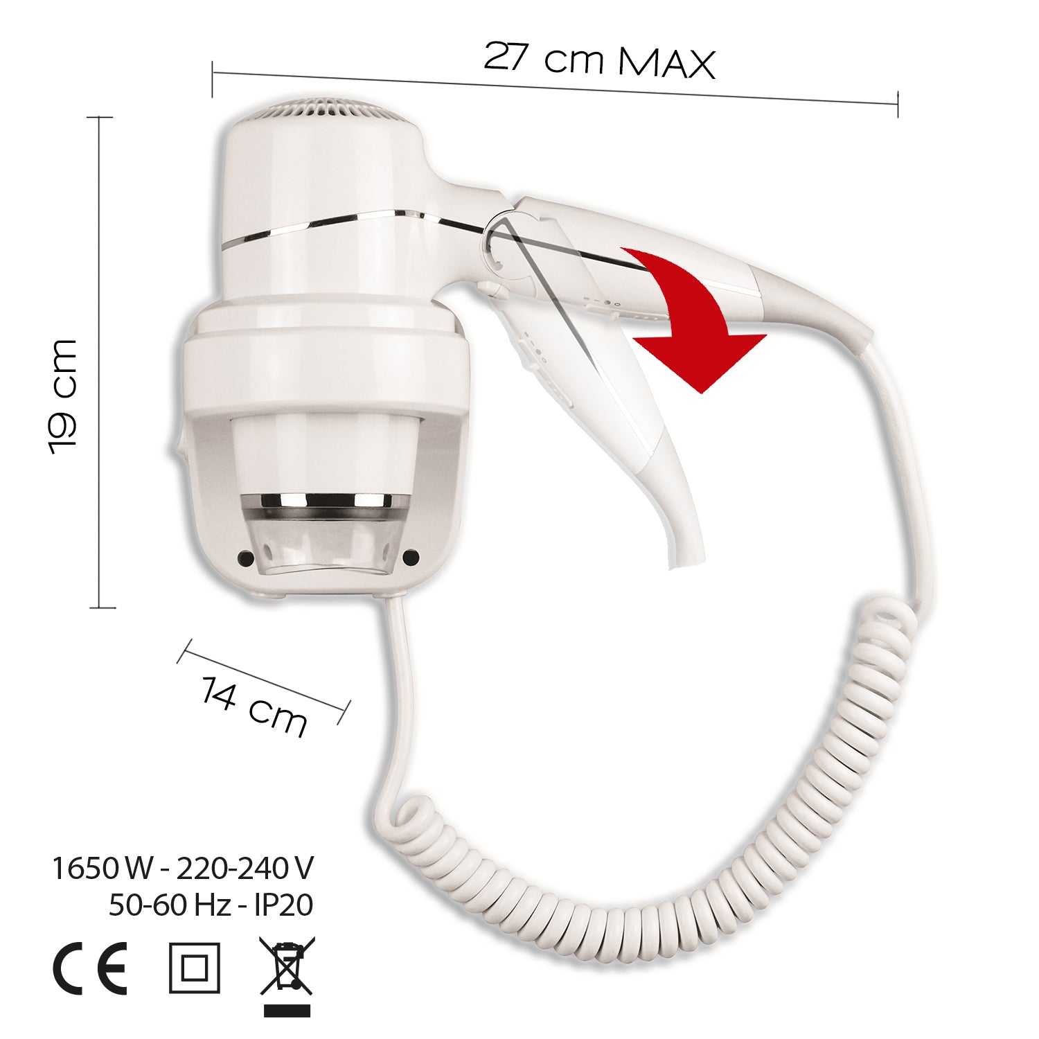 Gedy Levante Asciugacapelli Con Supporto A Parete 1650 W by CeramicStore | Lo specialista del tuo bagno