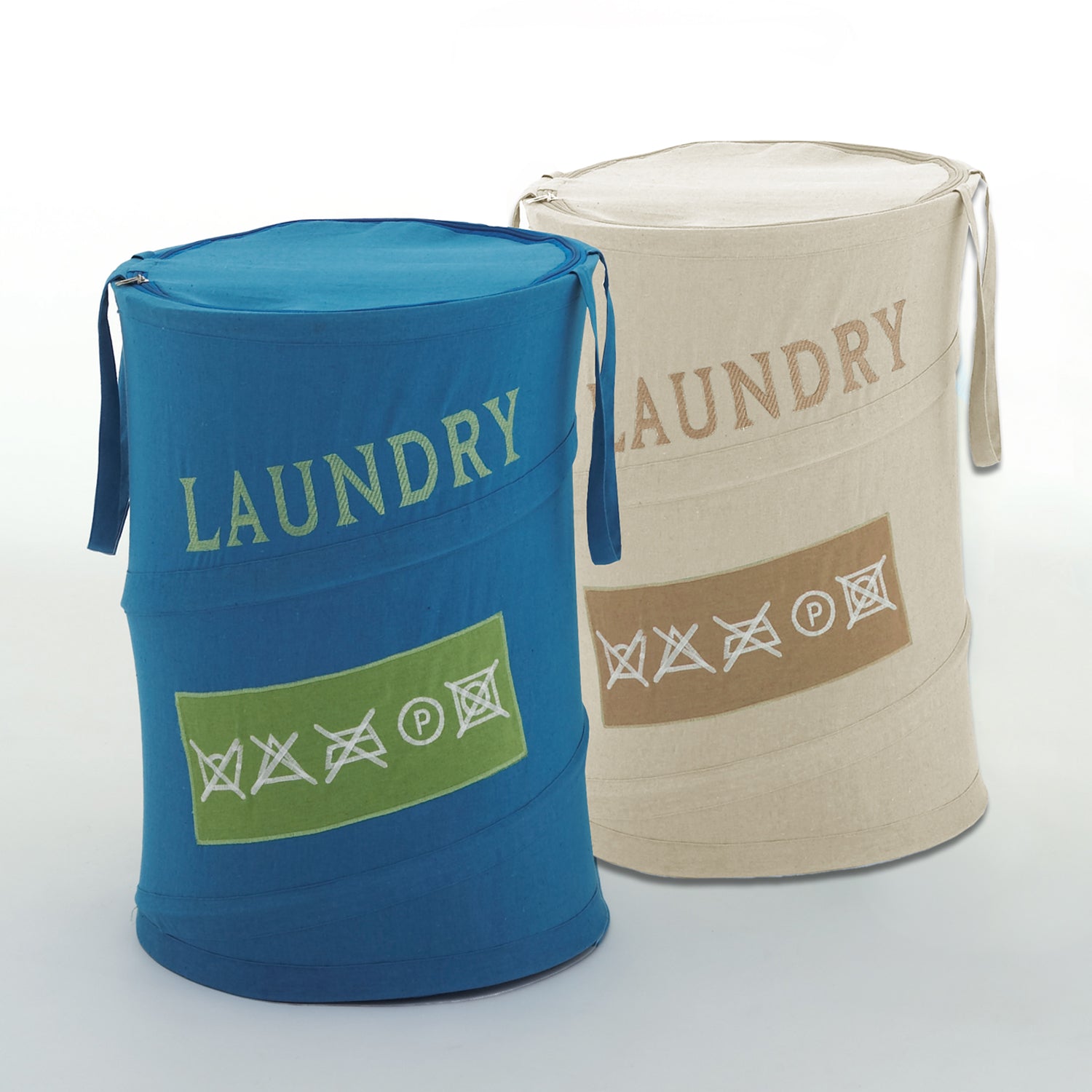 Cesto portabiancheria di Gedy modello Laundry in metallo, cotone e poliestere - Azzurro by CeramicStore | Lo specialista del tuo bagno