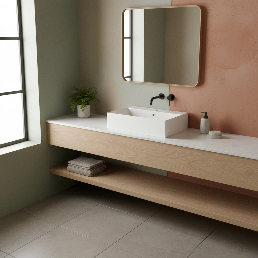 Lavabo da appoggio o sospeso T-Edge 65x37 cm Ceramica Globo - Bianco lucido
