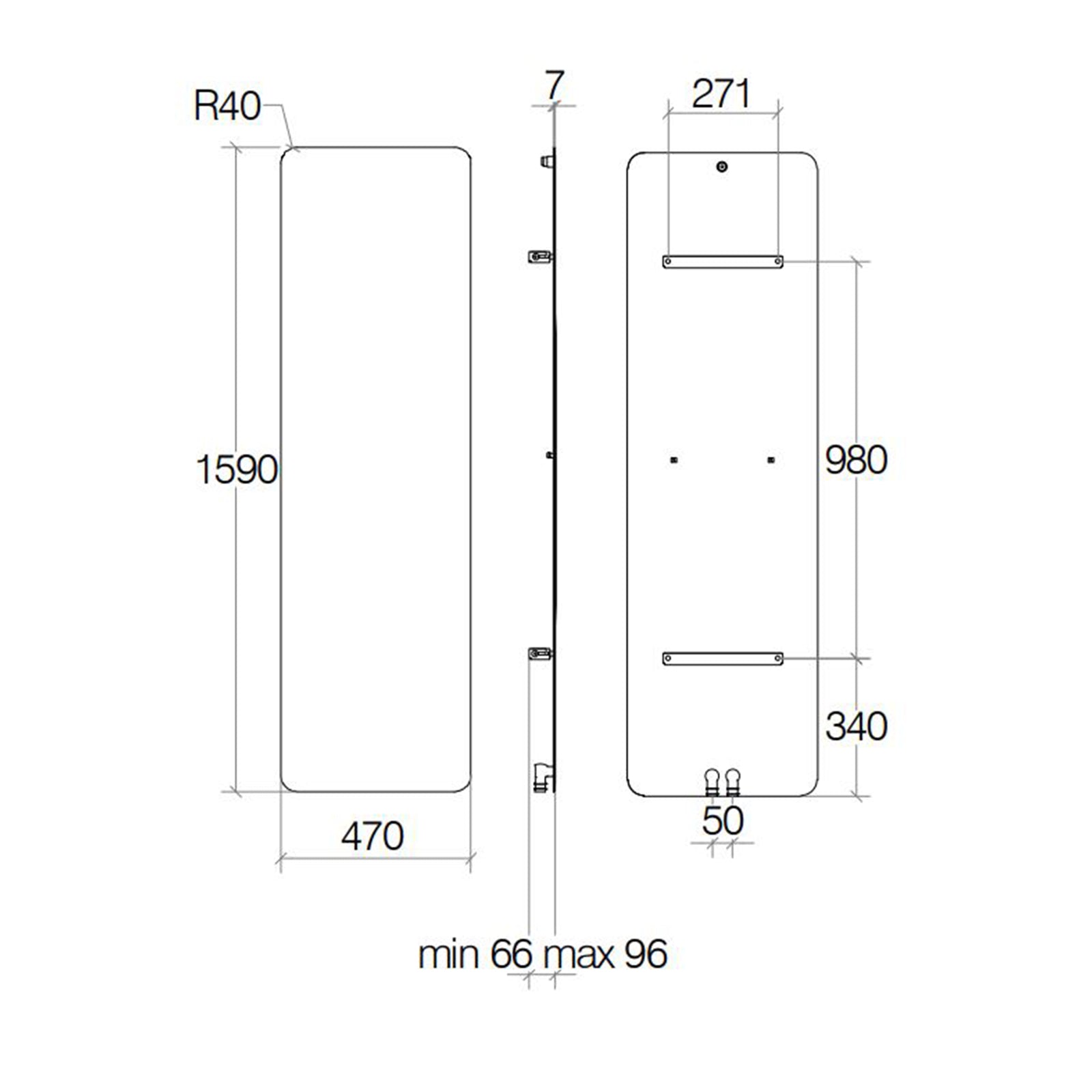 Termoarredo idraulico 886 Watt a muro in acciaio al carbonio collezione Caligo di Lineabeta colore antracite cm 47x159 by CeramicStore | Lo specialista del tuo bagno