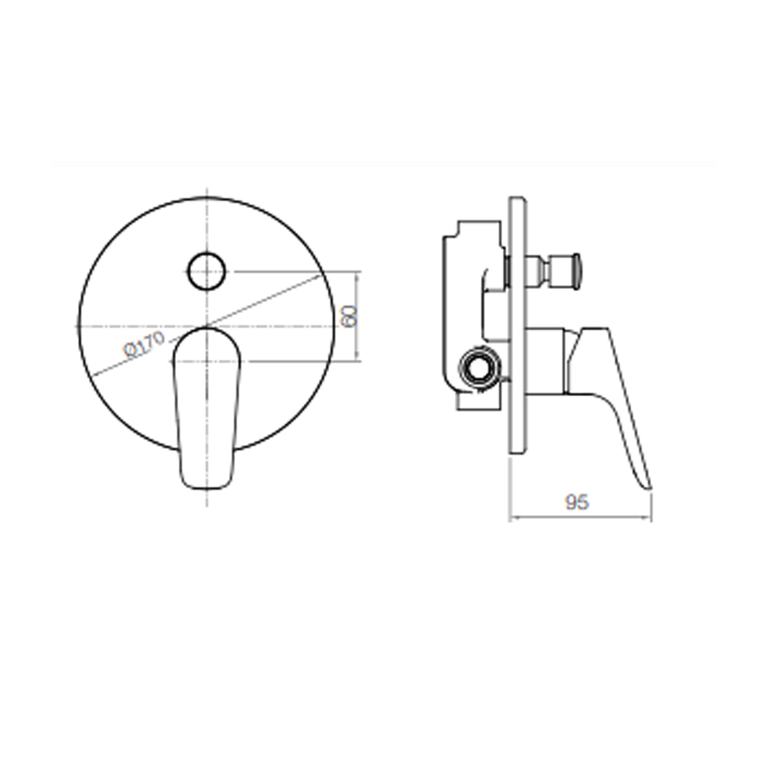 Miscelatore doccia incasso a 2 vie serie Lilla finitura cromata by CeramicStore | Lo specialista del tuo bagno