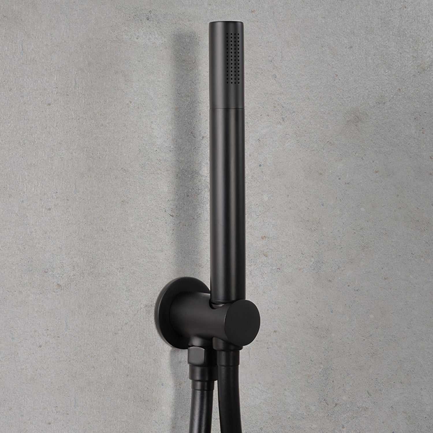 Set doccia tondo con soffione 30 cm, doccetta Judy, presa acqua e flessibile nero opaco Ares by CeramicStore | Lo specialista del tuo bagno