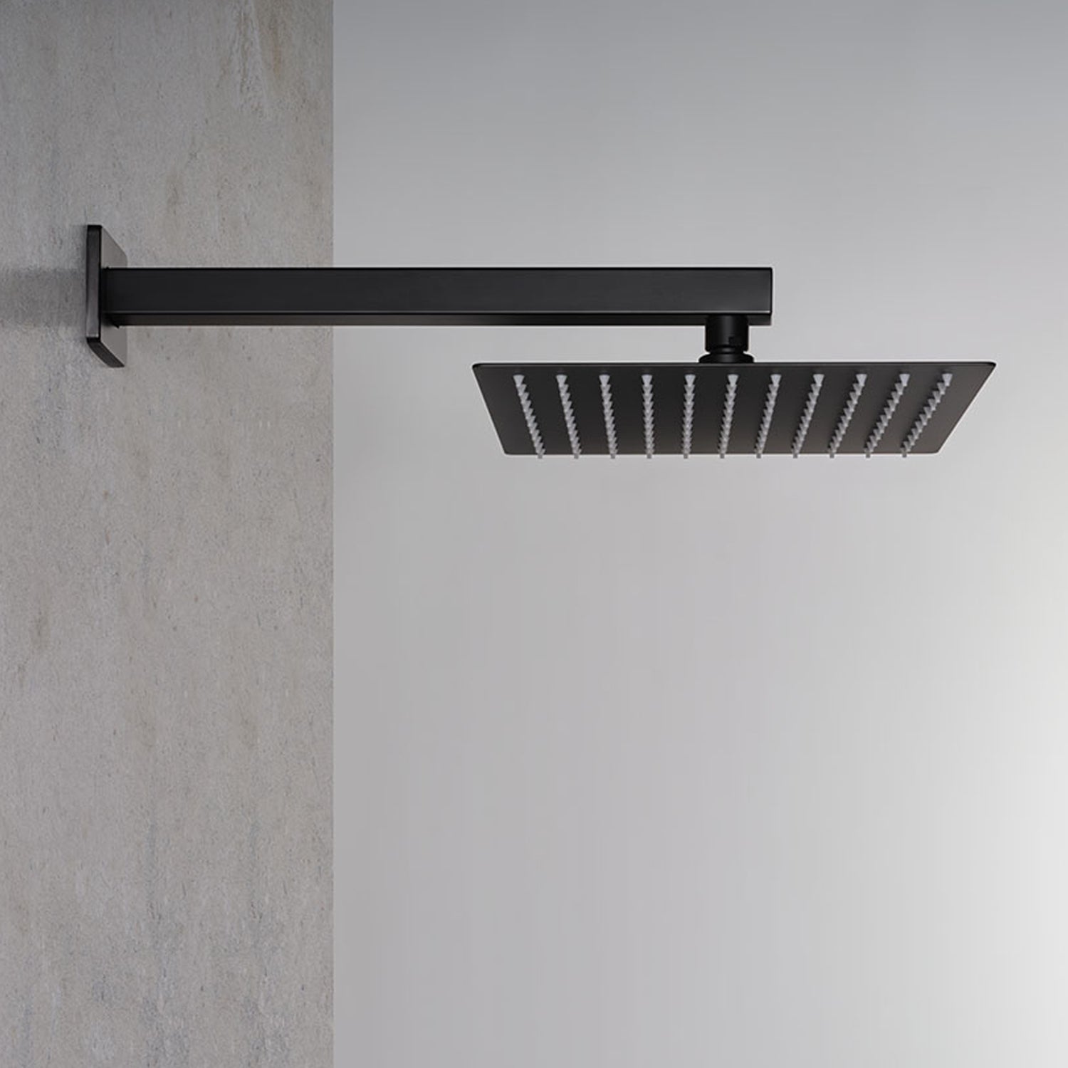 Set doccia quadro con soffione 30x30 cm, doccetta Amy, presa acqua e flessibile nero opaco Ares by CeramicStore | Lo specialista del tuo bagno