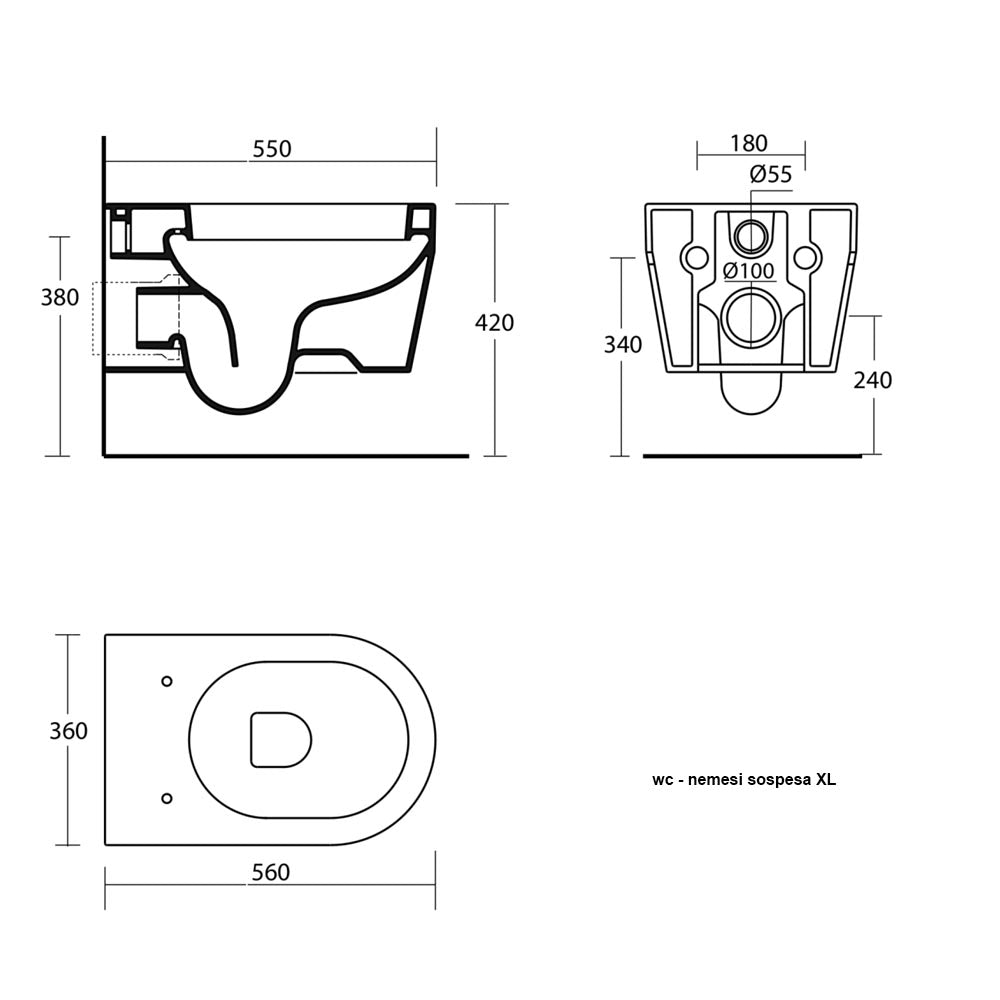 Sanitari sospesi design moderno vaso + bidet + sedile soft close Nemesi