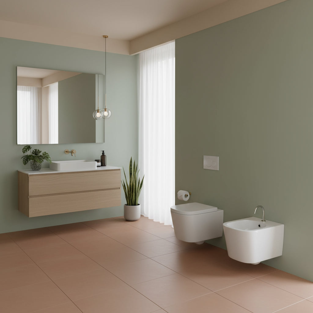 Sanitari sospeso squadrati domus falerii foglia quadra wc senza brida