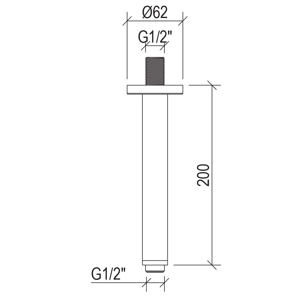 Braccio doccia a soffitto lungo 20 cm in acciaio inox 316L effetto spazzolato by CeramicStore | Lo specialista del tuo bagno