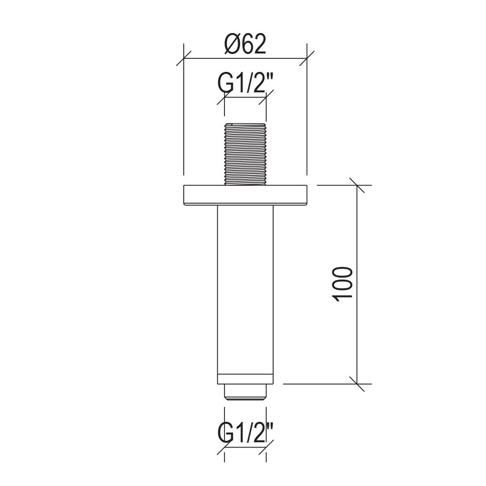 Braccio doccia a soffitto lungo 10 cm in acciaio inox 316L effetto spazzolato by CeramicStore | Lo specialista del tuo bagno
