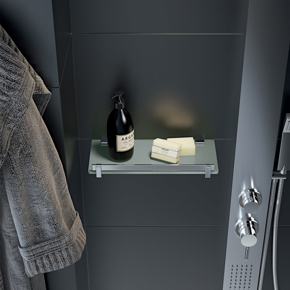 Portasapone e oggetti per doccia Gedy Cloud, alluminio e vetro temperato cm 30x14,6x5,8 by CeramicStore | Lo specialista del tuo bagno