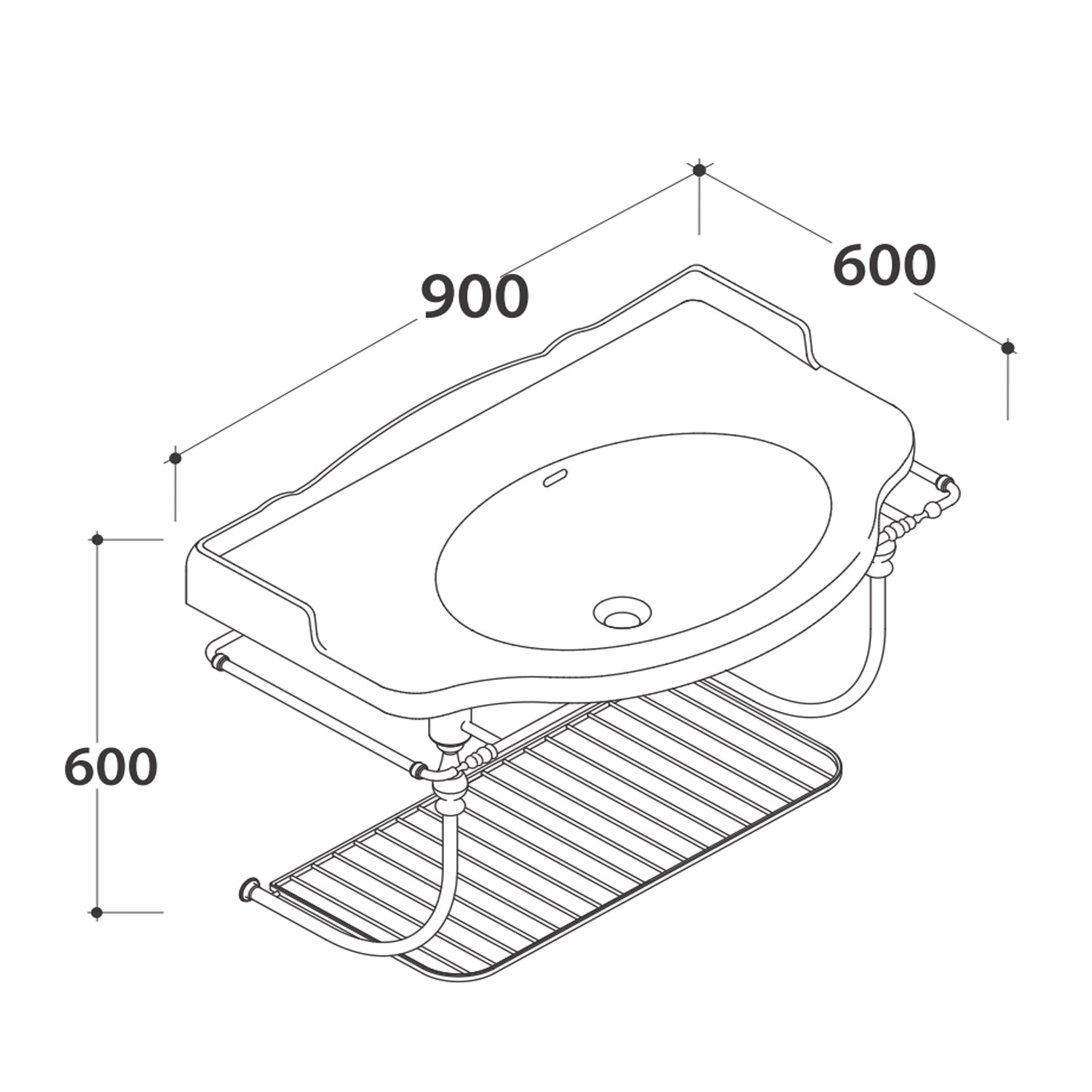 Struttura in ottone cromato per lavabo PA056BI modello Paestum Ceramica Globo - LAVABO NON INCLUSO by CeramicStore | Lo specialista del tuo bagno