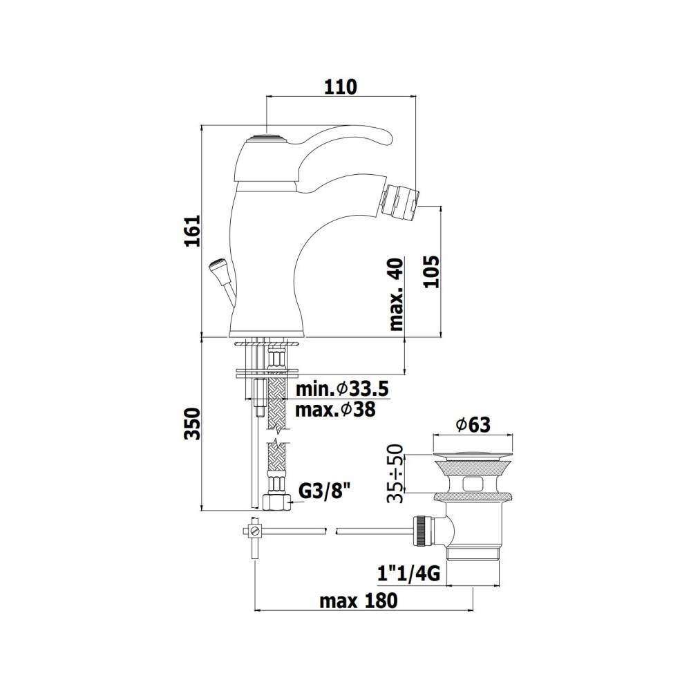 Miscelatore bidet con scarico serie Giorgia modello GI135CR cromato Paffoni by CeramicStore | Lo specialista del tuo bagno