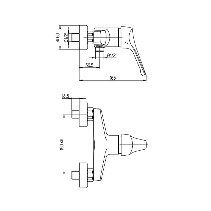Set di miscelatori da bagno per lavabo, Bidet e Doccia esterno Derby cartuccia ceramica by Argo Rubinetterie by CeramicStore | Lo specialista del tuo bagno