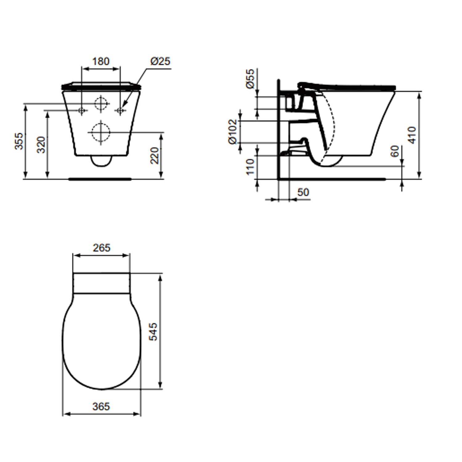 Vaso sospeso Ideal Standard Connect Air con sedile a chiusura tradizionale