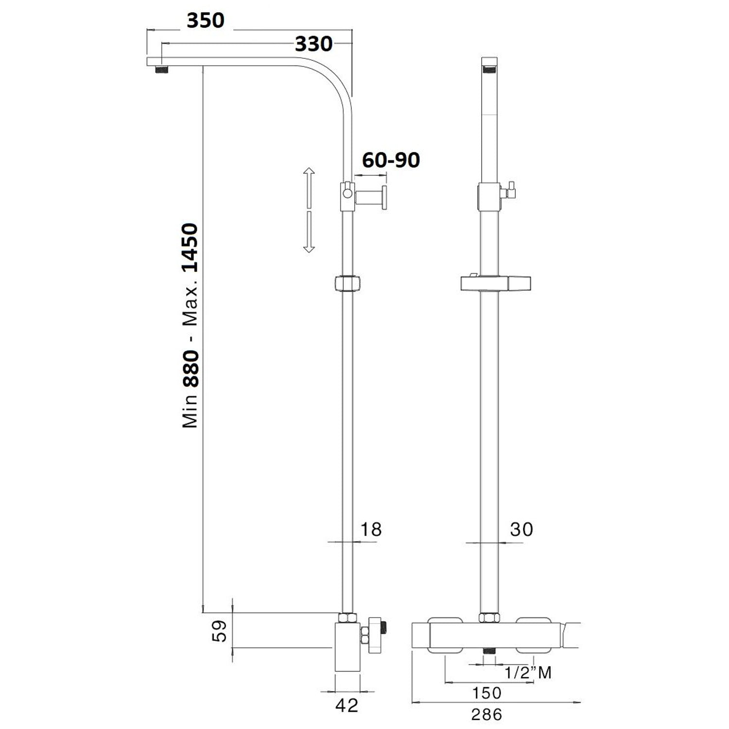 Colonna doccia rettangolare 30x18mm con deviatore MX3Q by CeramicStore | Lo specialista del tuo bagno