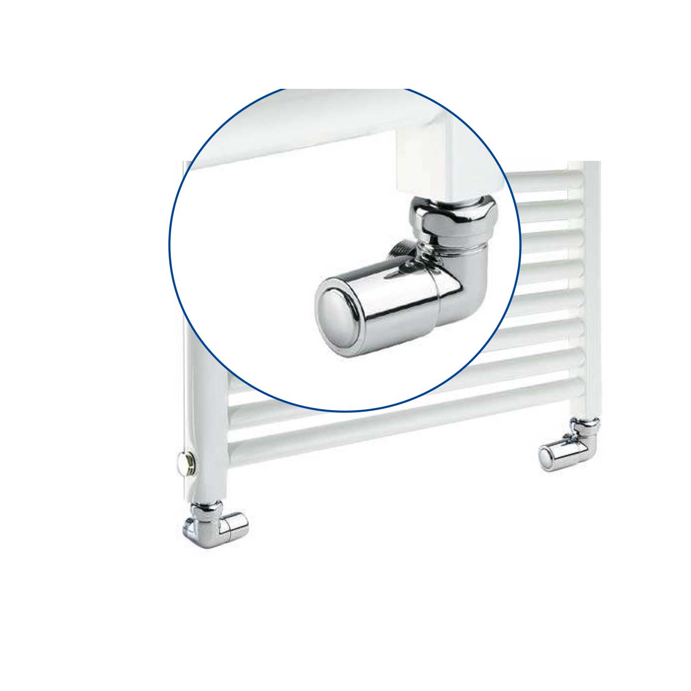 Kit Valvola e Detentore ad Angolo per termoarredo Finitura Cromo RCR POLETTI by CeramicStore | Lo specialista del tuo bagno