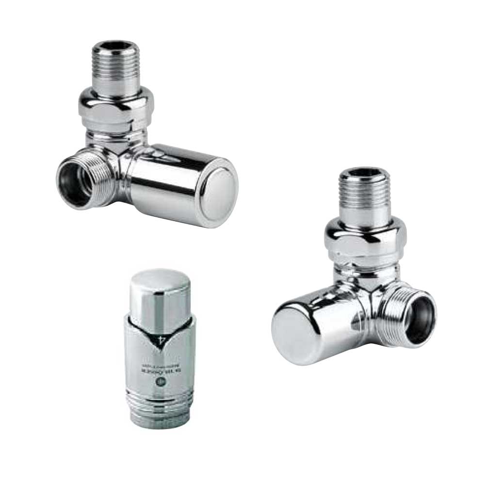 Kit Termostatico con Valvola e Detentore ad Angolo per termoarredo Finitura Cromo RCR POLETTI by CeramicStore | Lo specialista del tuo bagno