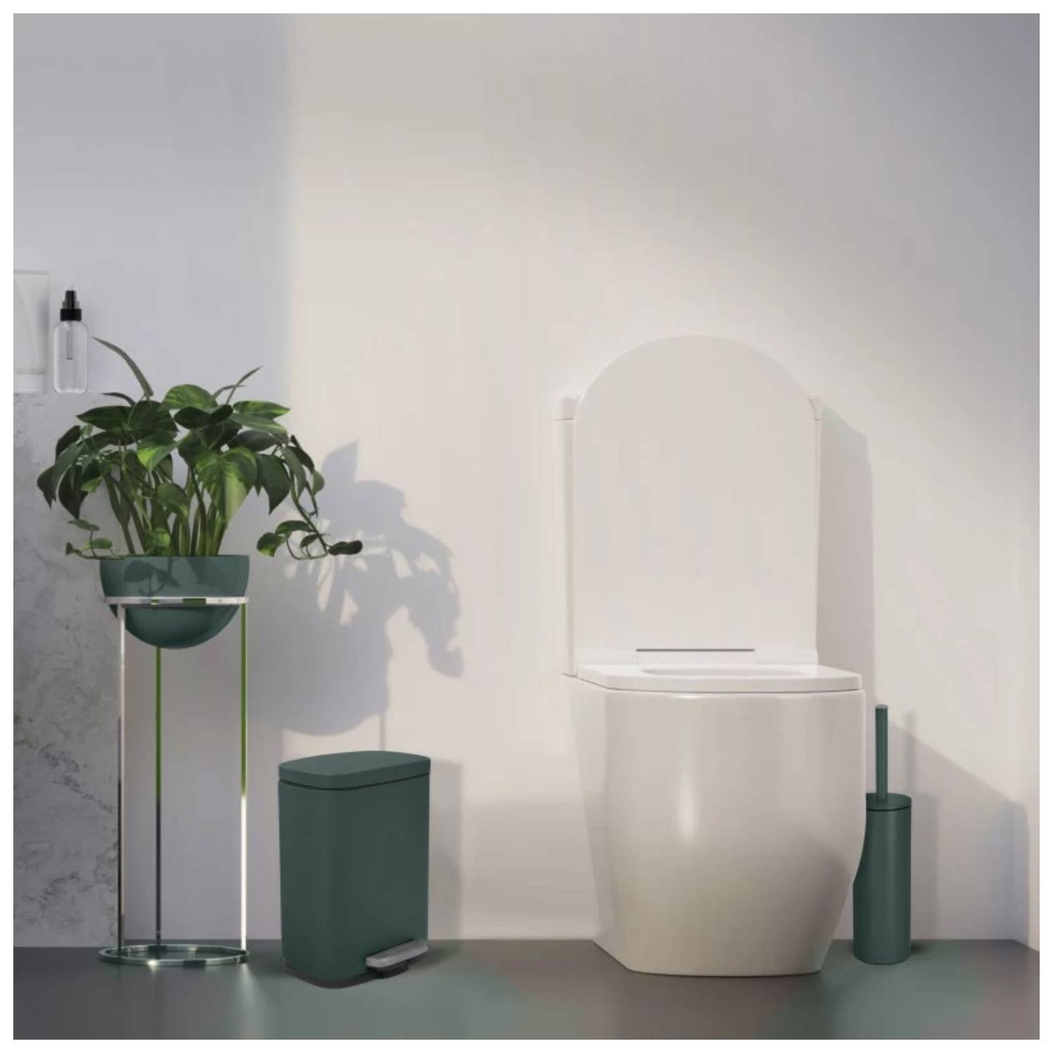 Pattumiera a pedale modello Akira in acciaio capienza 5 litri colore verde scuro opaco by CeramicStore | Lo specialista del tuo bagno