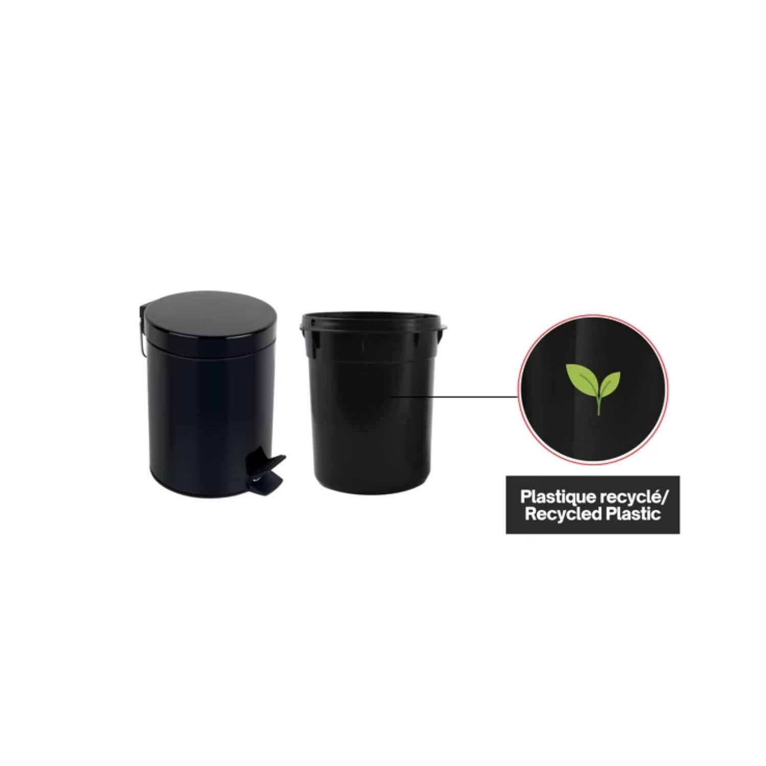 Pattumiera a pedale modello Sydney in acciaio capacità 3 litri colore nero by CeramicStore | Lo specialista del tuo bagno