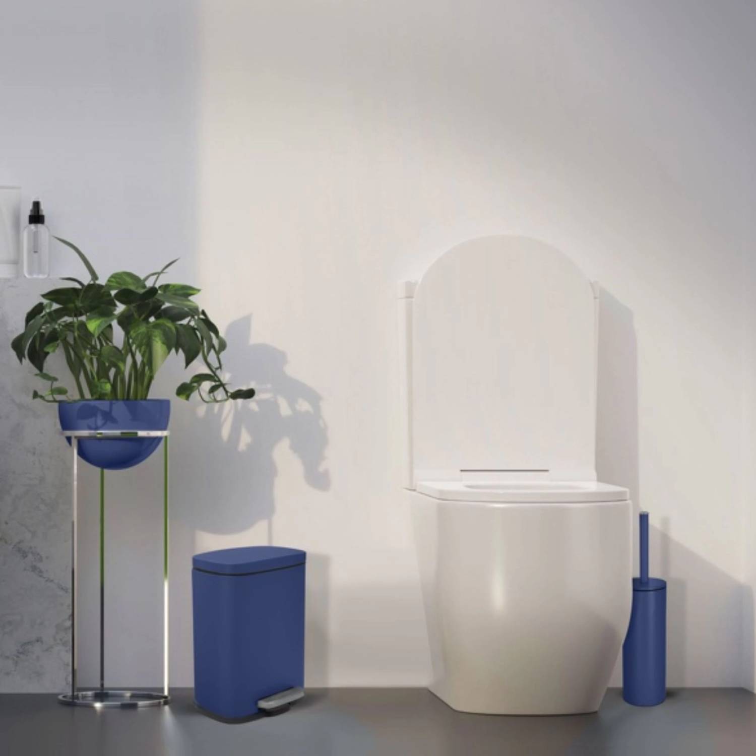Pattumiera a pedale modello Akira in acciaio capienza 5 litri colore blu opaco by CeramicStore | Lo specialista del tuo bagno