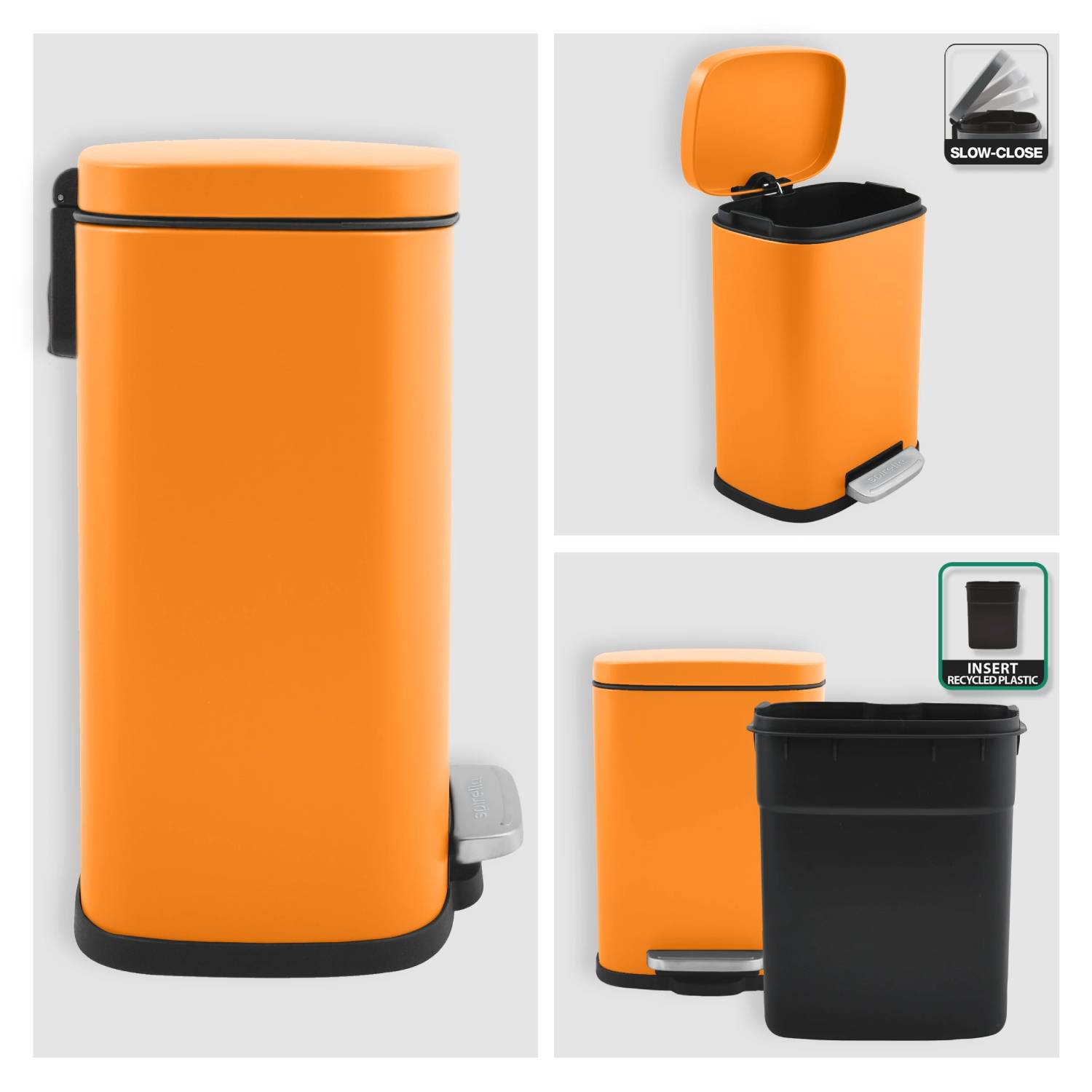Pattumiera a pedale modello Akira capienza 5 litri colore Arancio opaco by CeramicStore | Lo specialista del tuo bagno