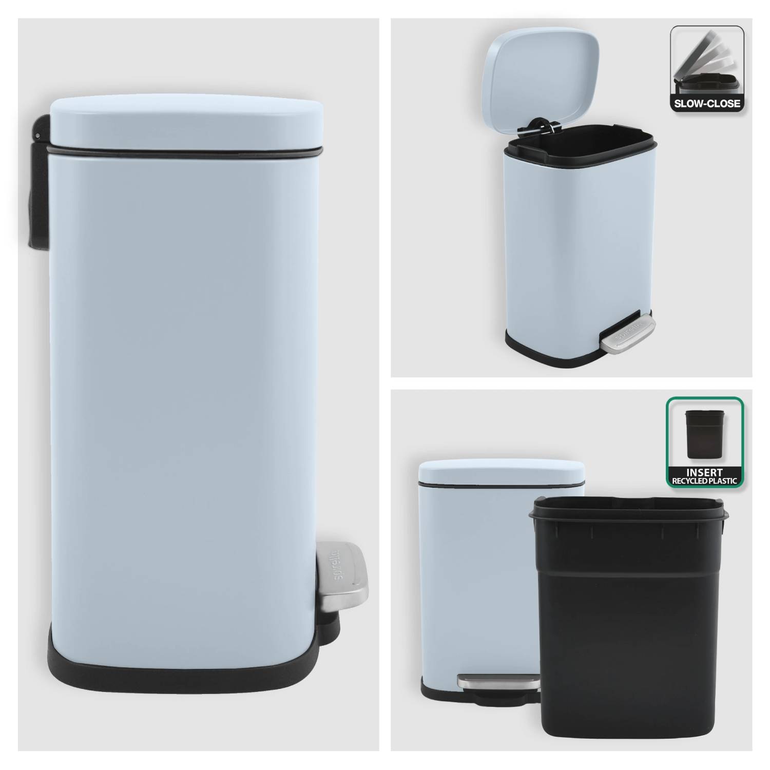 Pattumiera a pedale modello Akira capienza 5 litri colore blu ghiaccio opaco by CeramicStore | Lo specialista del tuo bagno