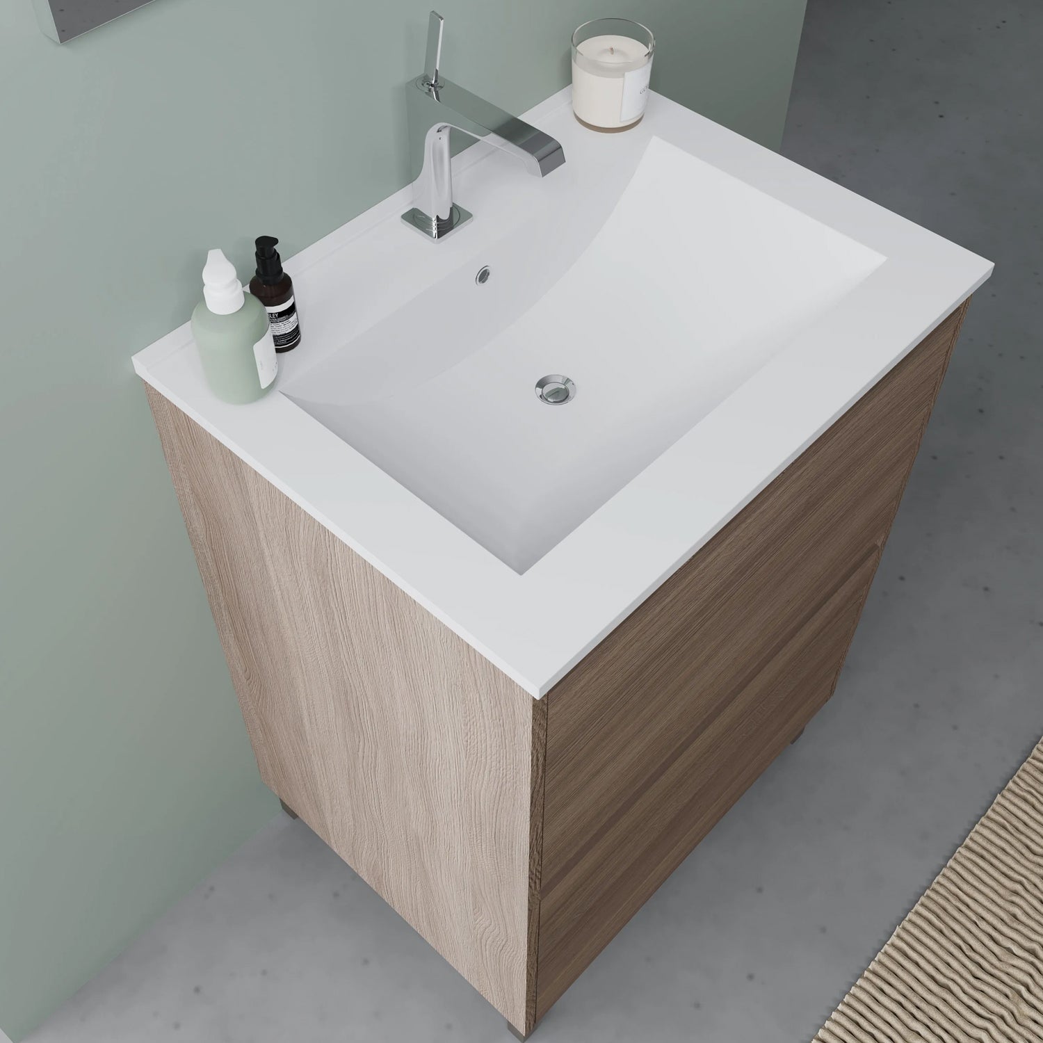 Mobile bagno con lavabo e specchiera Cubi&Co Berlino 60 cm - Rovere Fumo by CeramicStore | Lo specialista del tuo bagno