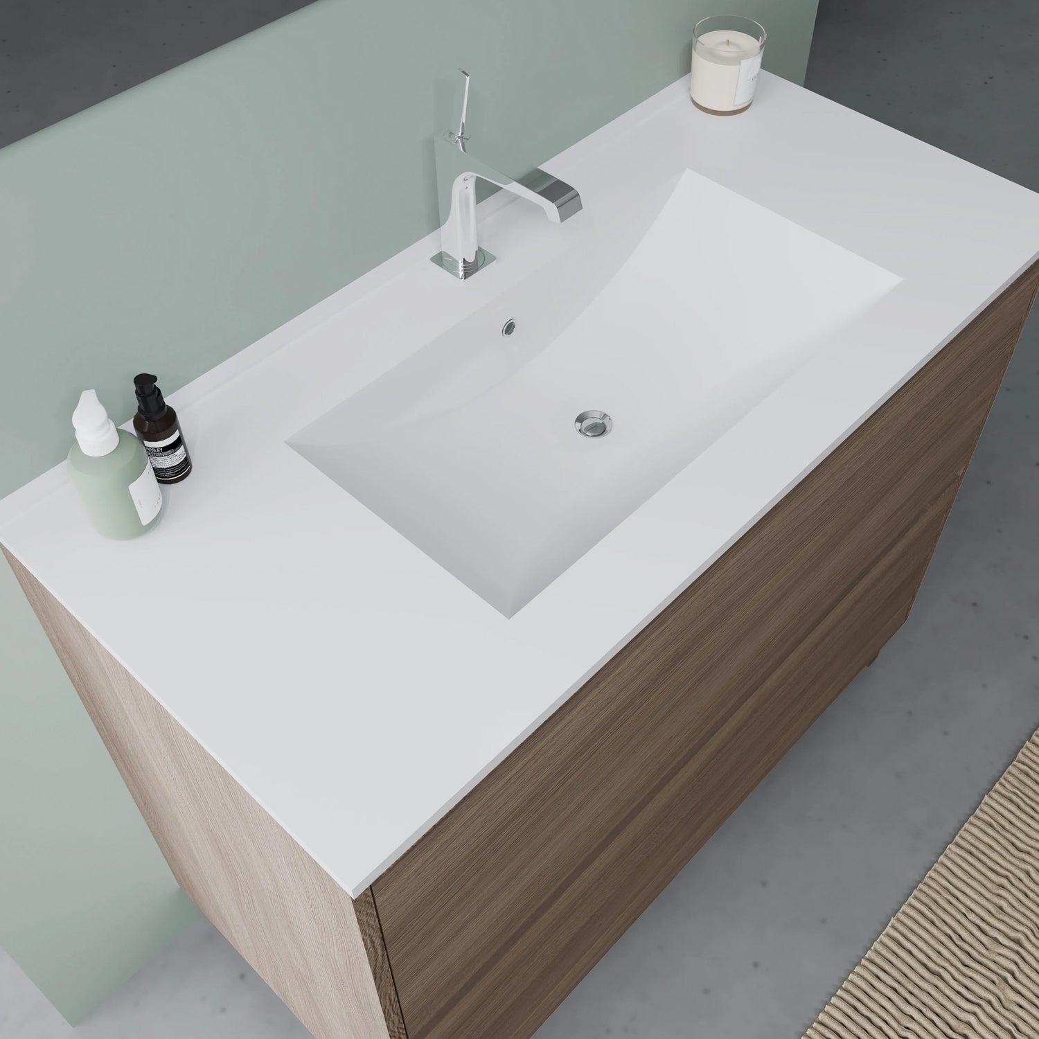 Mobile bagno Cubi&Co Berlino 100 con lavabo, specchio e lampada - Rovere Fumo by CeramicStore | Lo specialista del tuo bagno