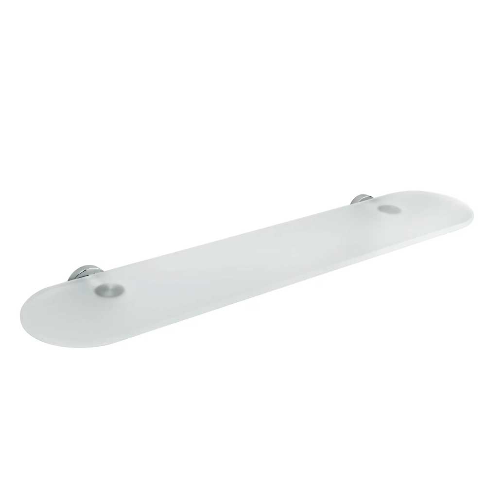 Mensola da Bagno in ottone cromato con ripiano in vetro satinato Colombo Design collezione Basic Con fissaggio a tassello