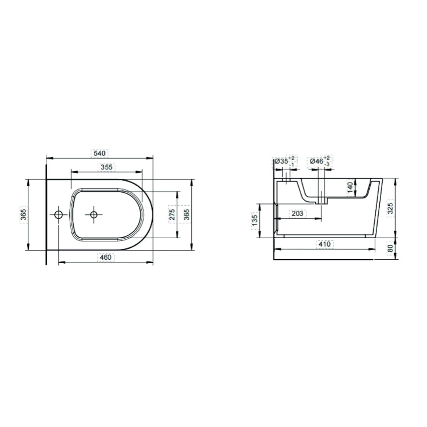Coppia sanitari sospesi Bathcore con copriwater incluso - serie Aura