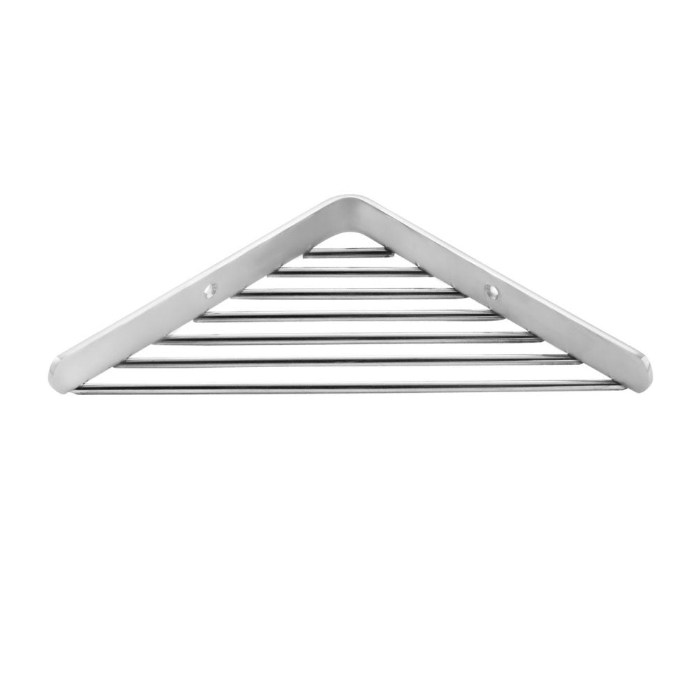 Griglia porta sapone angolare sospesa in acciaio inossidabile satinato della collezione 'Logic' by Cosmic cm 18x18x2,5 by CeramicStore | Lo specialista del tuo bagno