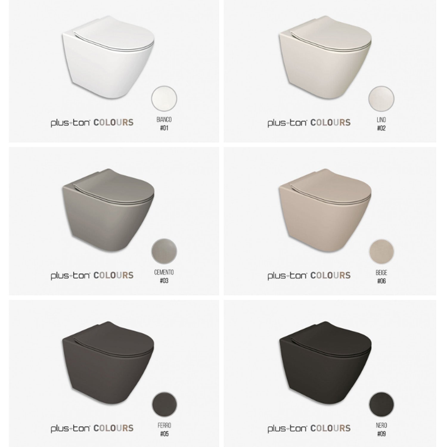 WC filomuro Althea modello Cover 52x36 cm Sedile SoftClose PlusTon colore Cemento