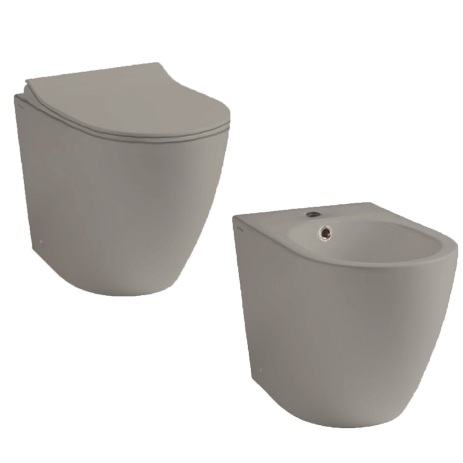 Sanitari filomuro Althea modello Cover Rimless 52x36 cm WC + Bidet colore Cemento
