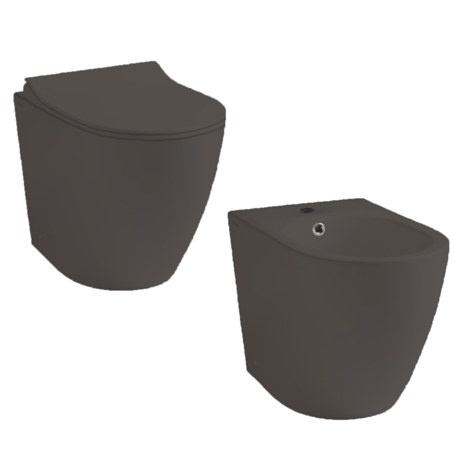 Sanitari filomuro Althea modello Cover Rimless 52x36 cm WC + Bidet colore Ferro