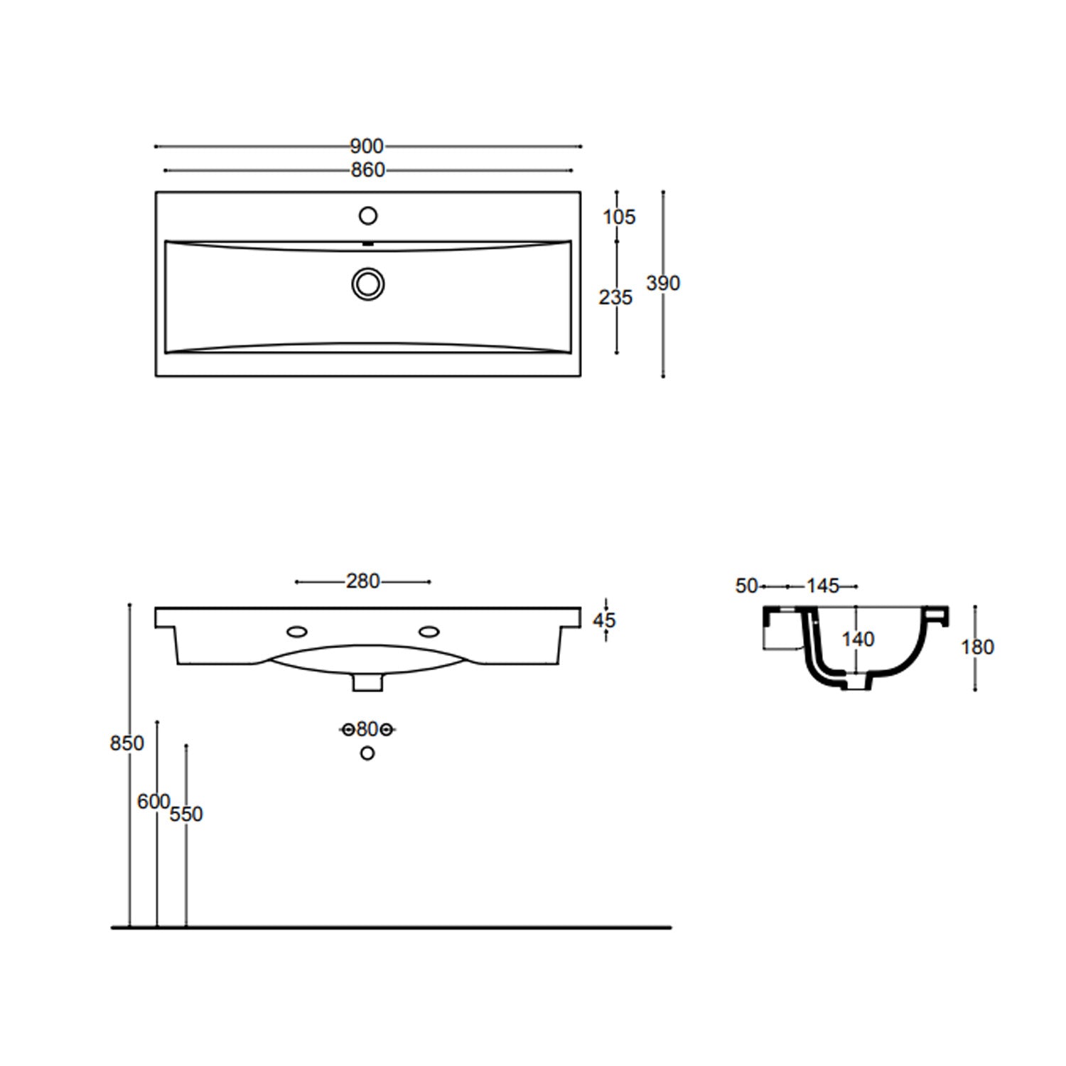 Lavabo top Althea modello Clever 90x39 cm by CeramicStore | Lo specialista del tuo bagno