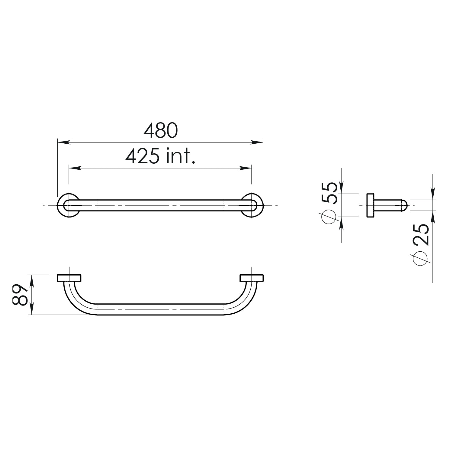 Maniglione 45 cm Up di Gedy in Acciaio Inox - Bianco by CeramicStore | Lo specialista del tuo bagno