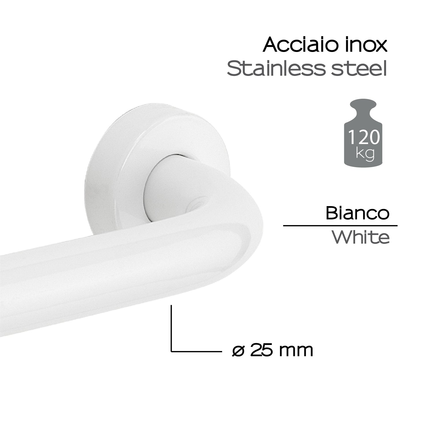 Maniglione 45 cm Up di Gedy in Acciaio Inox - Bianco by CeramicStore | Lo specialista del tuo bagno