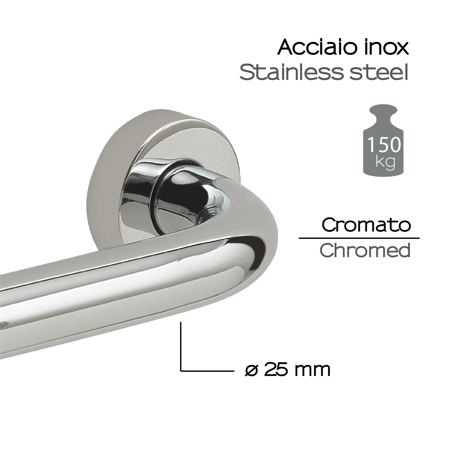 Maniglione 20 cm Up di Gedy in Acciaio Inox - Cromato by CeramicStore | Lo specialista del tuo bagno