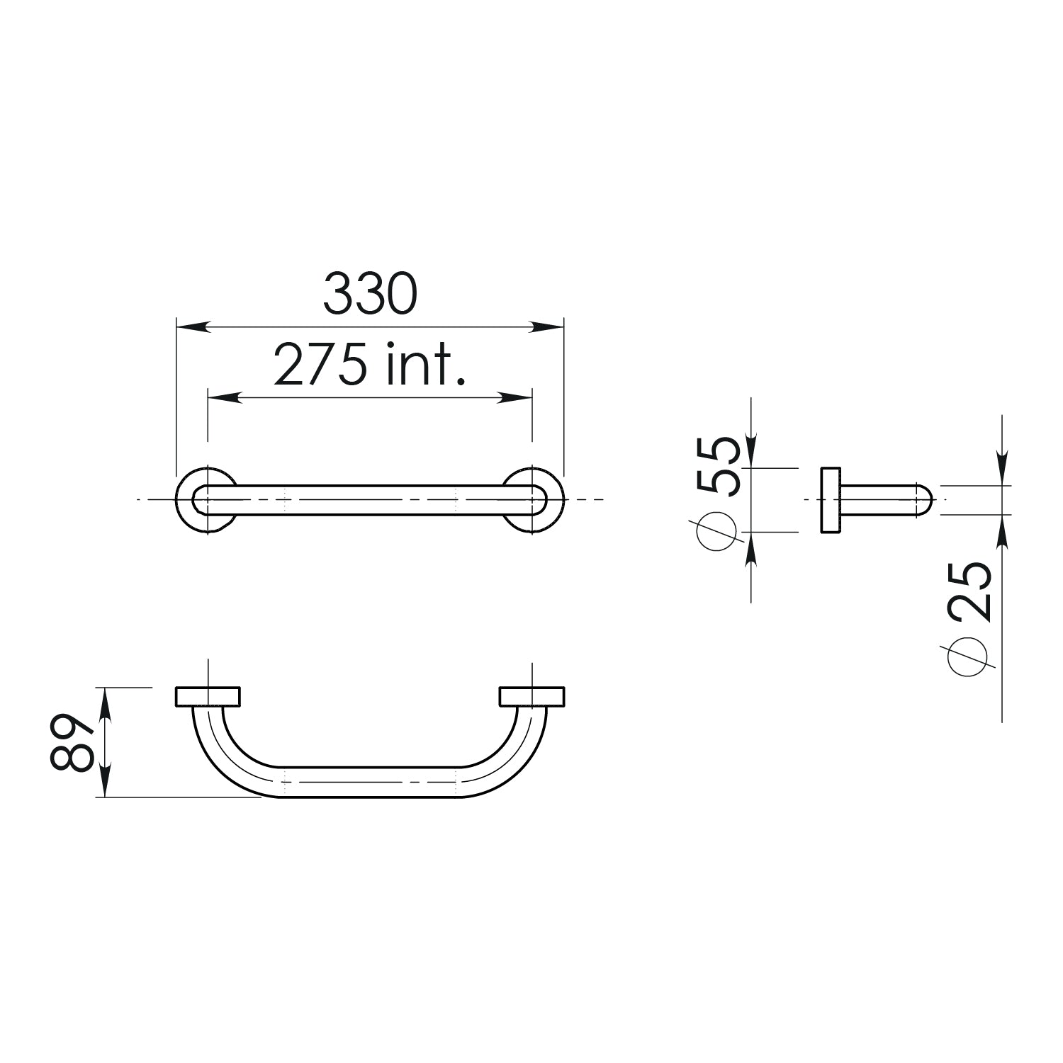 Maniglione 30 cm Up di Gedy in Acciaio Inox - Cromato by CeramicStore | Lo specialista del tuo bagno